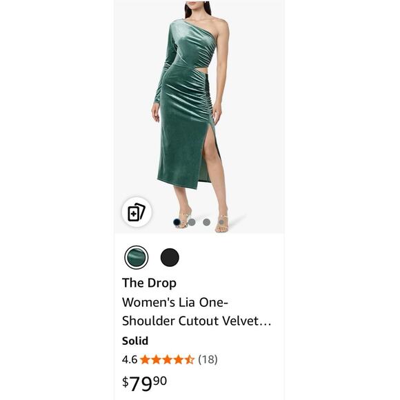 The Drop Women's Lia One-Shoulder Cutout Velvet Midi Dress Plus Size Women’s 3x - Picture 1 of 9